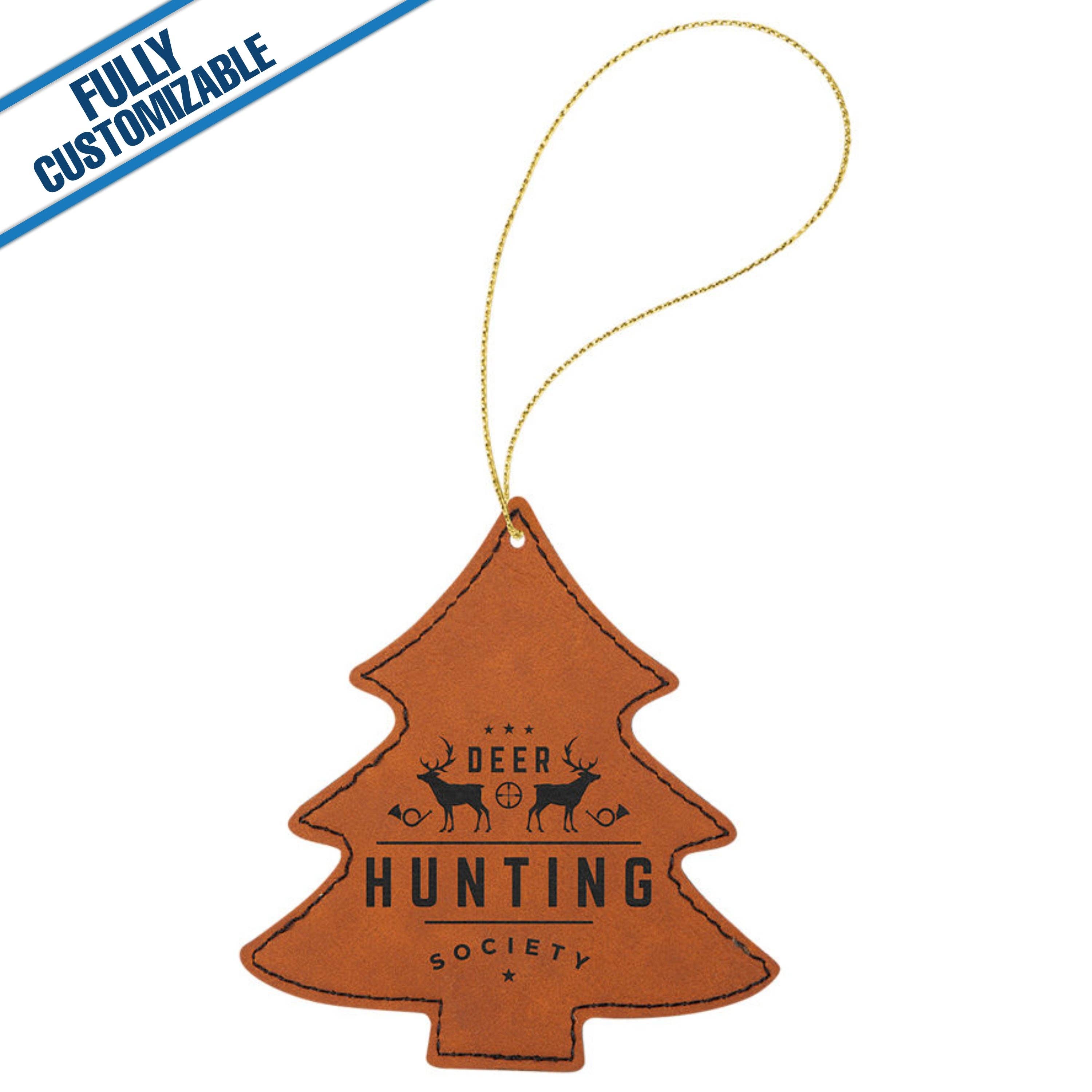 GiftWorksPlus - Wholesale Ornament - Engraved Leatherette Tree Ornament - Fully Customizable1
