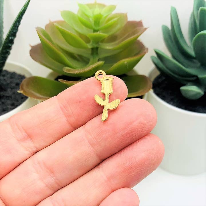Guerrilla Charm - Wholesale Individual Charm/Pendant - 50 Pcs Red Enamel Rose Charms