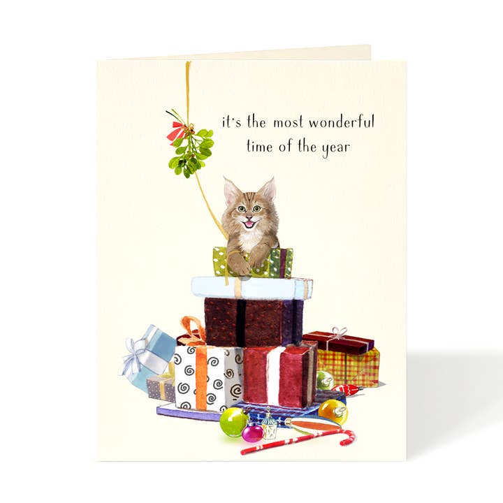 Felix Doolittle - Venta al por mayor Tarjetas de Navidad - Feline Felicity - Tarjetas navideñas navideñas con forma de gato