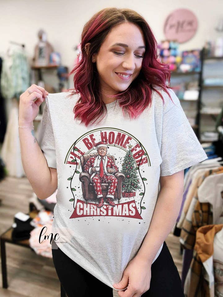 Trump I'll Be Home For Christmas Tee/Crewneck for wholesale by Layla May Co