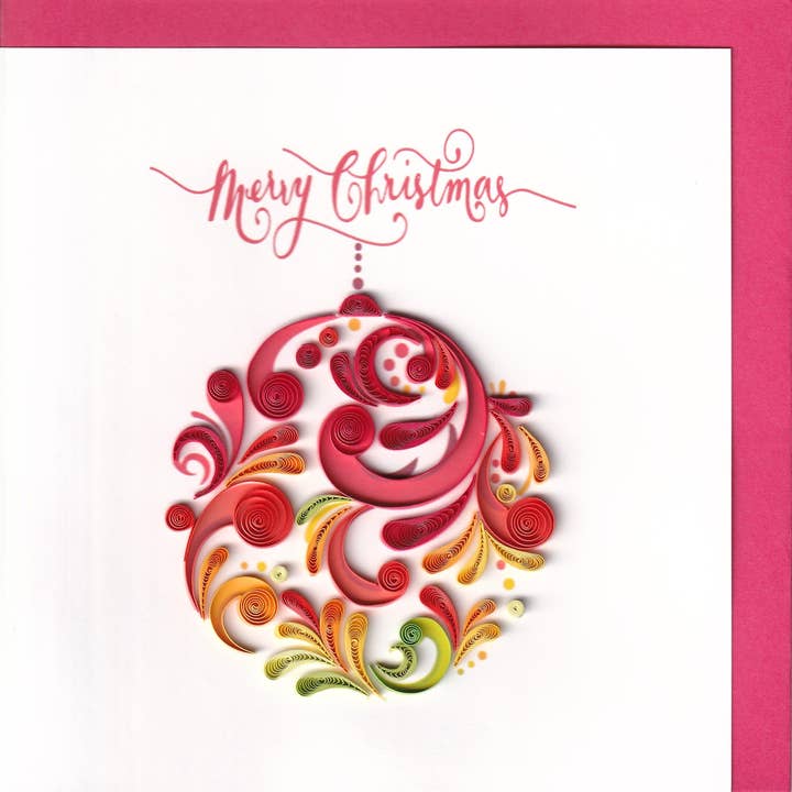 Merry Christmas Elegant Ornament Quilling Card for wholesale by Blue Bird Cards