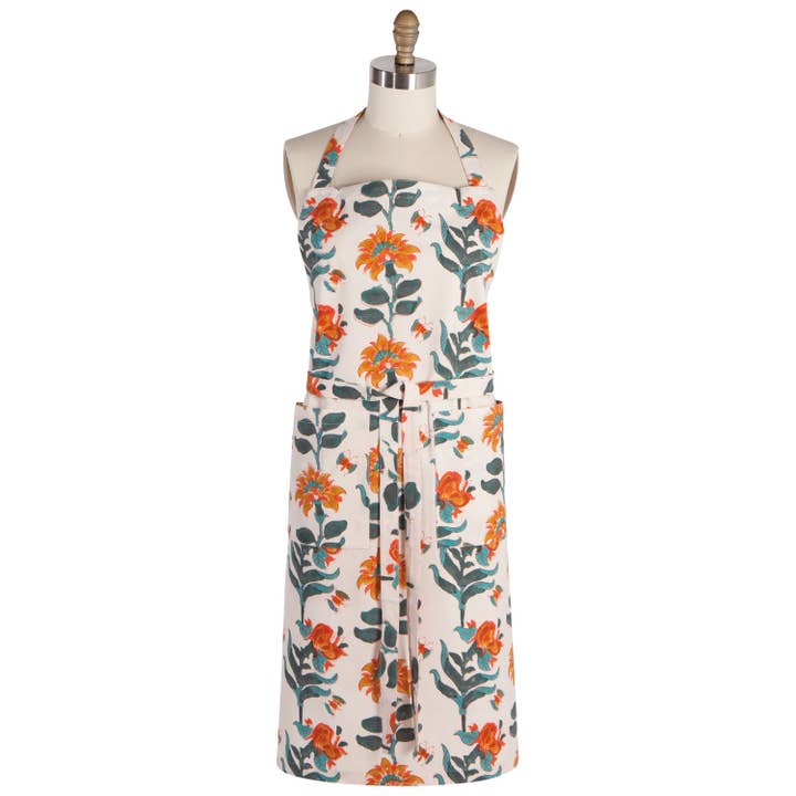 Danica Heirloom - Wholesale Apron - Marigold Block Print Apron