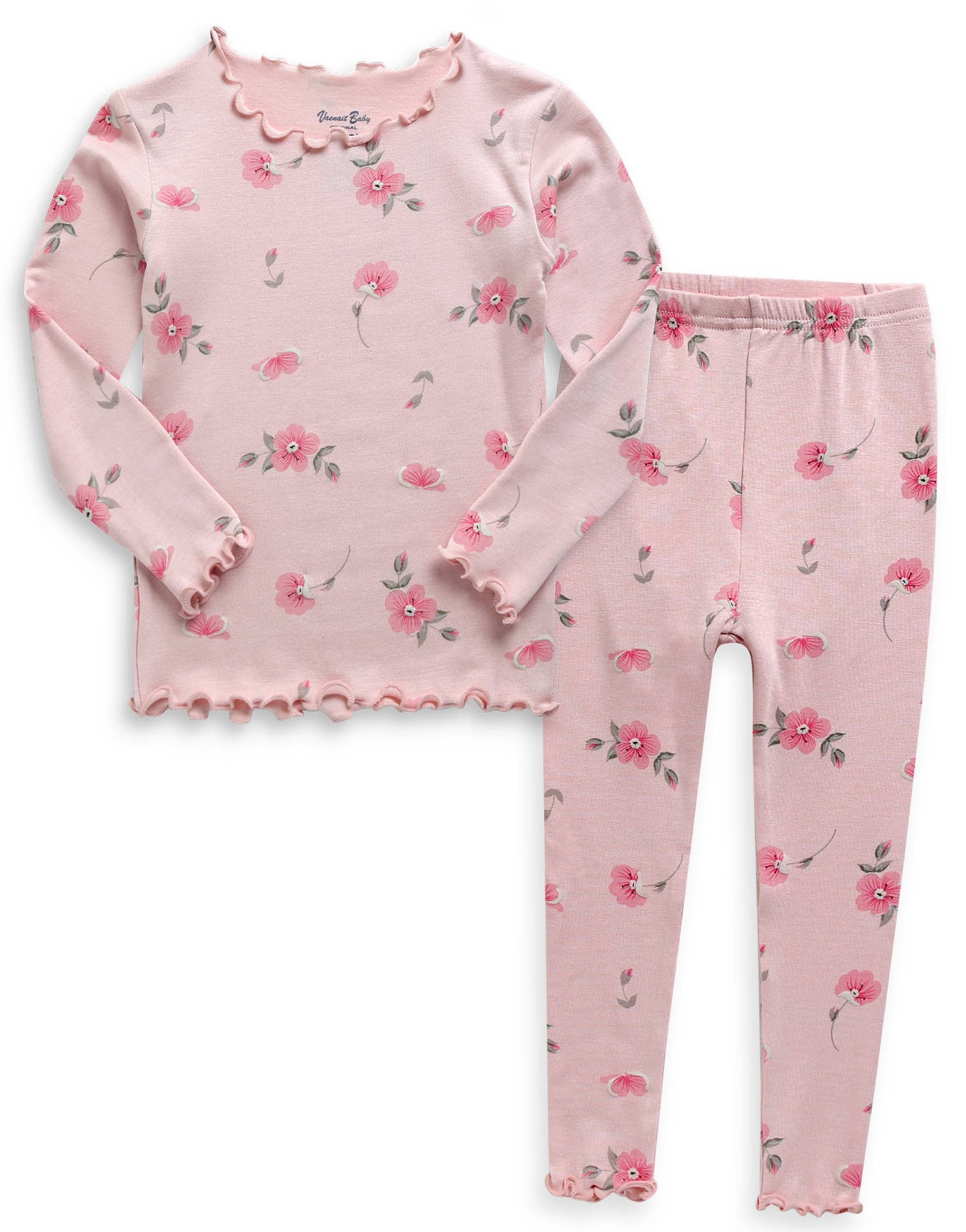 Light Pink Shirring Modal Romantic Rose Long Sleeve PJs-C for wholesale on Faire3