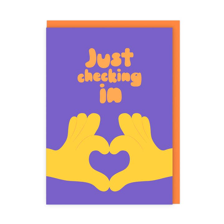 Just Checking In | Modern Bright Friendship Greeting Card for wholesale by LoveLossDiscoballs