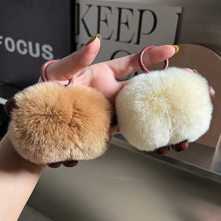 FurDecoration - Wholesale Keychain – Women's - Fluffy Rex Rabbit Fur Bread Keychain3