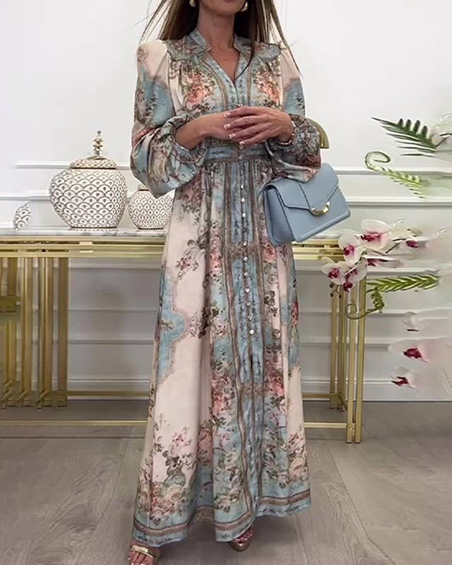 Decor Vintage Boho Floral Print Pleated Dress for wholesale on Faire7