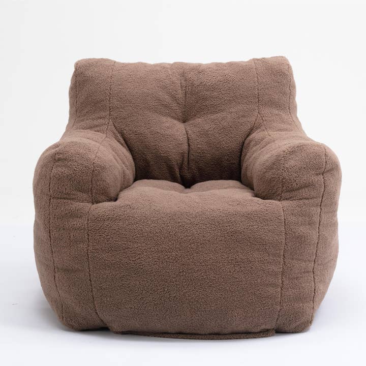 39F Inc. - Vente Chaises - Fauteuil poire en peluche Tufted Coffee Teddy avec rembourrage en mousse17