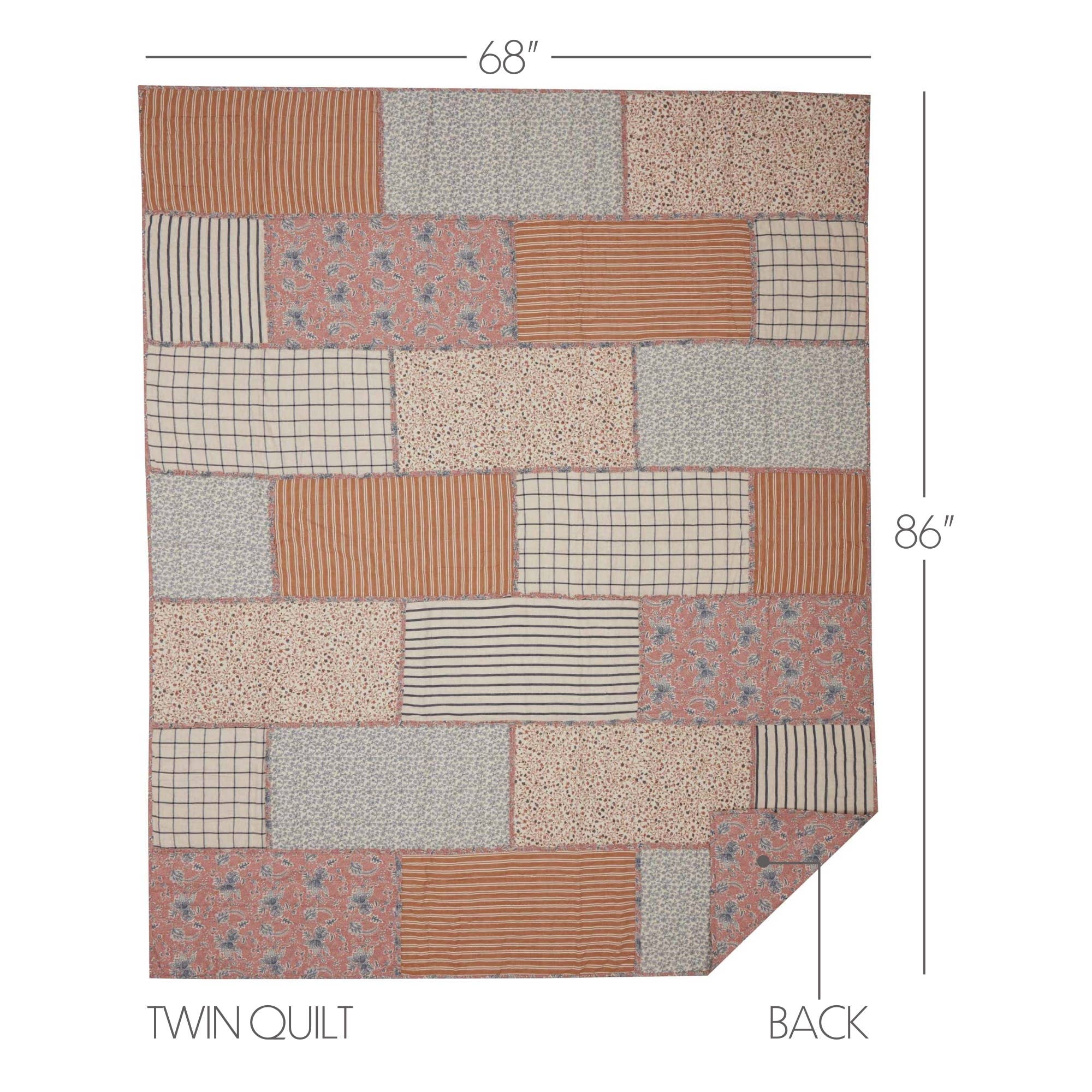 VHC Brands - Wholesale Quilt - Kaila Twin Quilt 68Wx86L3