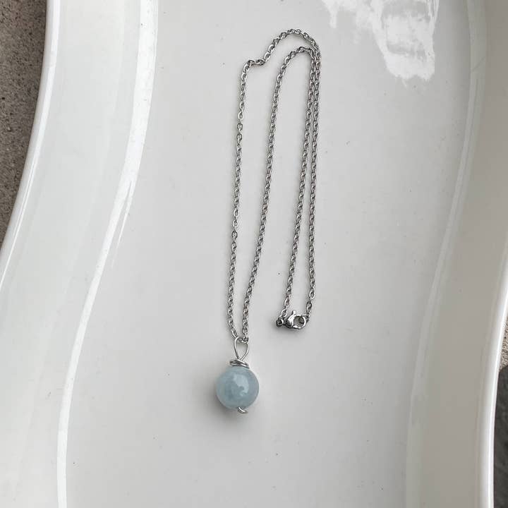 Coconut Quartz - Wholesale Halskettinghanger - Aquamarijn ketting Aquamarijn hanger zilveren ketting3
