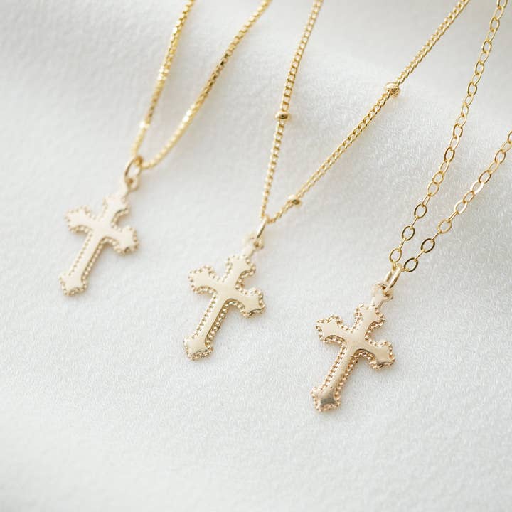 Hunter & Trove - Wholesale Pendant/Charm Necklace - Tiny Cross Necklace in 14K Gold Fill (Jada)