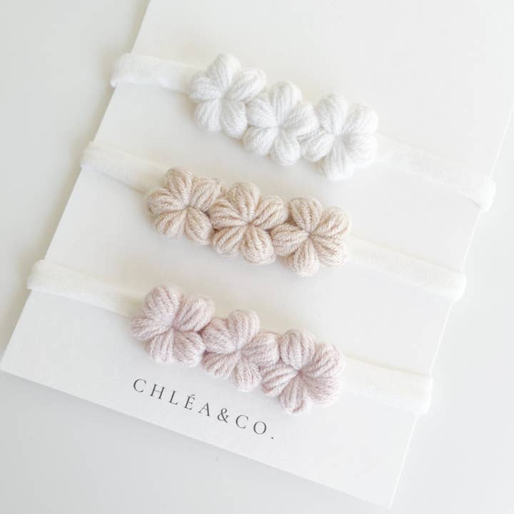 Mini Periwinkle Crochet Headband for wholesale by Chlea & Co.