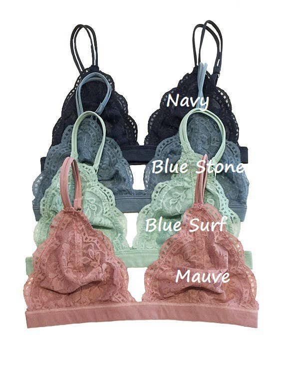 Vanilla Monkey - Wholesale Bralette - Women's - Floral Sheer Lace Triangle Lowcut Mesh Lined Bralette9