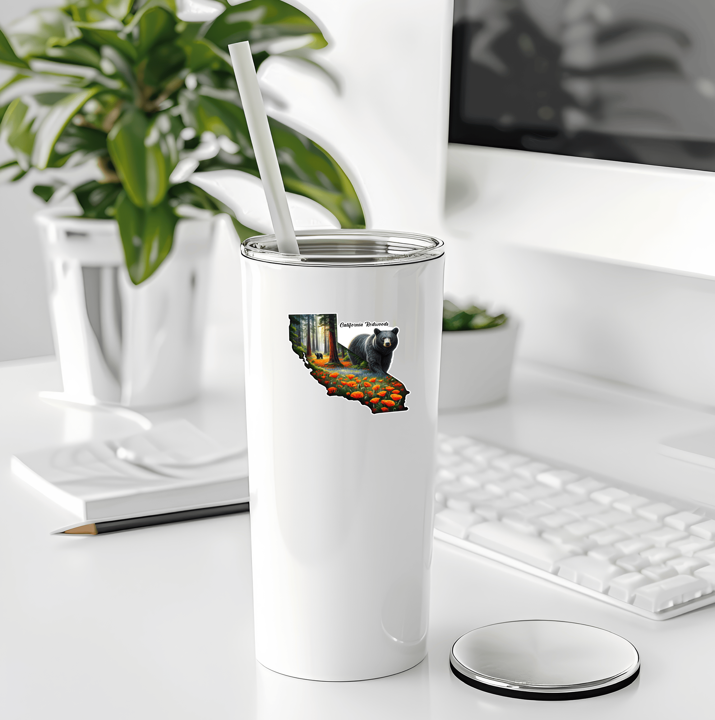 Sticker Atlas - Wholesale Sticker - California State Bear & Poppies Sticker3