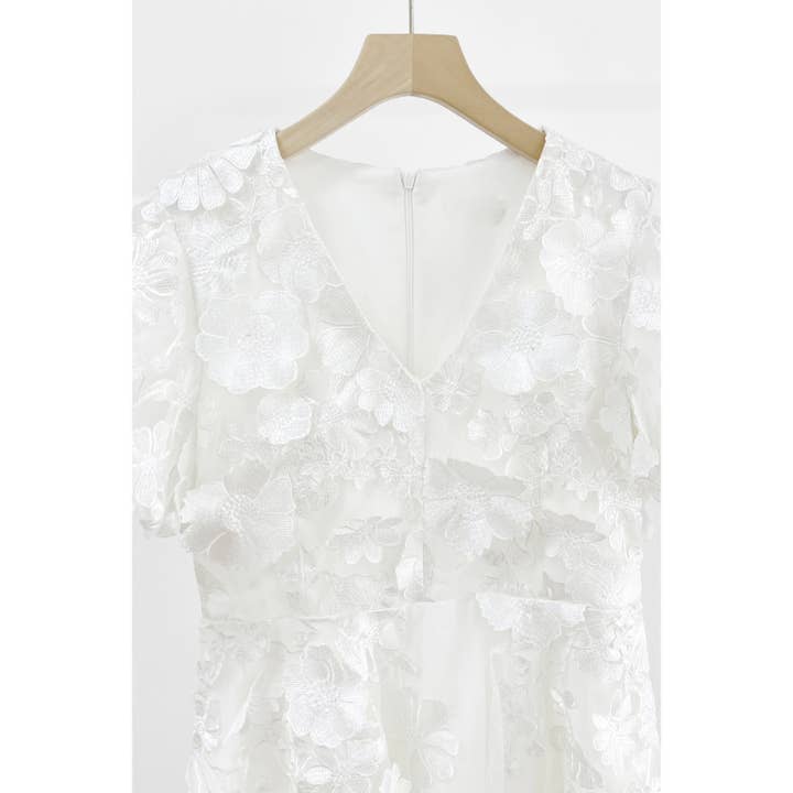 XHHH Inc - Wholesale Dress - Women's - X9035CD.3D Floral Embroidered Mini Dress2