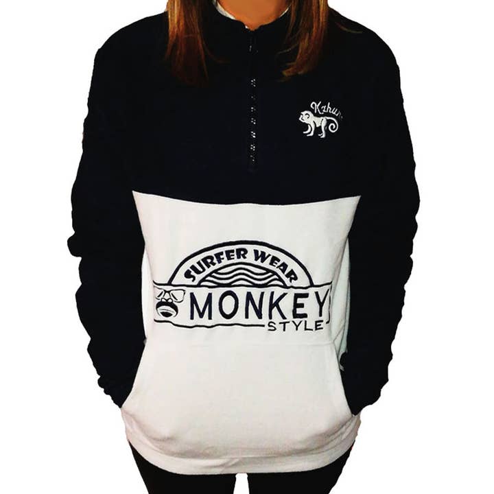 Jersey de forro polar Unisex_Blanco y Azul para venta al por mayor de KAHUNA STORE