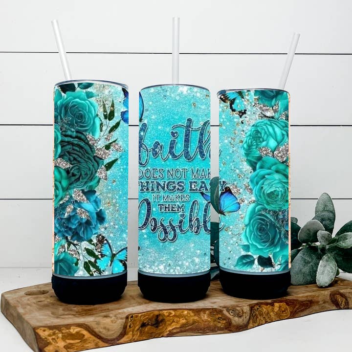 FaithHopeFashionsLLC - Wholesale Insulated Mug/Tumbler - Faith makes things possible Bluetooth speaker tumbler