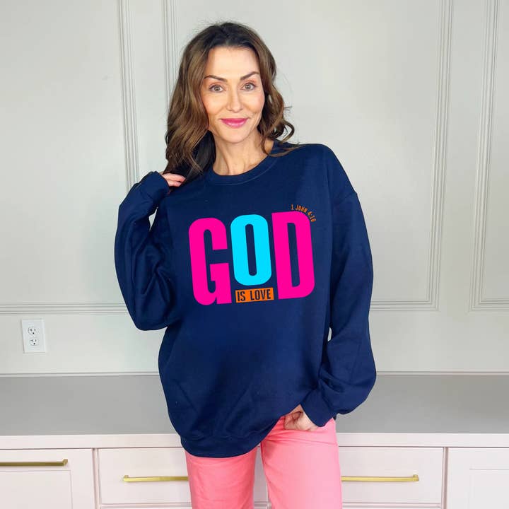 God is Love Sweatshirt for wholesale by Poppy & Pine