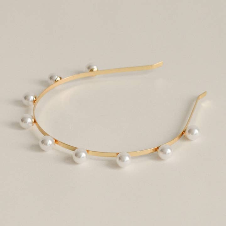 nar'sha - Wholesale Fashion headband – women's - Metal with Plastic Pearl Headband0