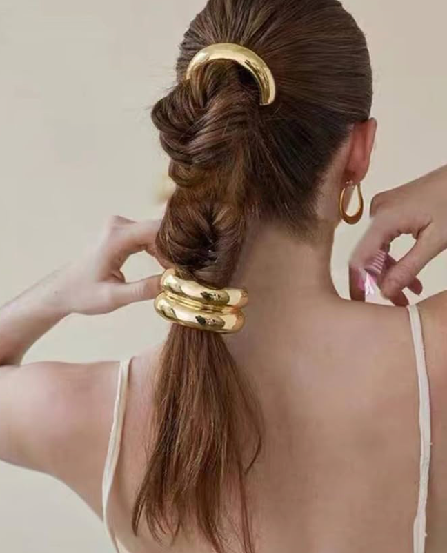 HoopLa - Wholesale Hair Tie - Hair Tie- Pony Tail Jewelry- Puffy SteelJewelry- Steel 14K
9