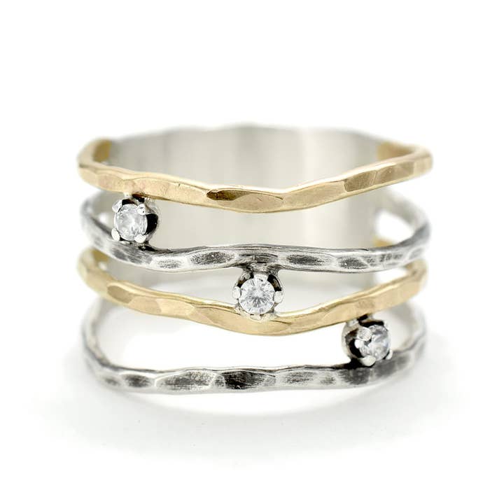 Anel Sparkling Waves por atacado de J + I Jewelry