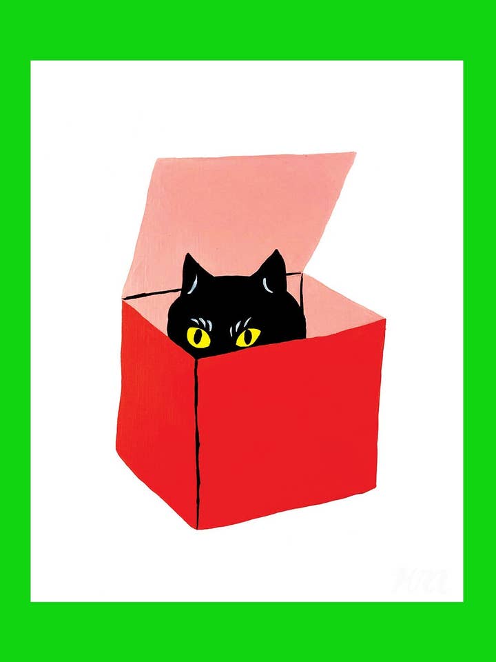 Kat in een Doos Dierenwinkel Print voor wholesale door Kristina Micotti