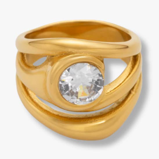 Valence Skulpterad Bezelring för wholesale av Liv Bella Vita | European Inspired Waterproof Jewelry