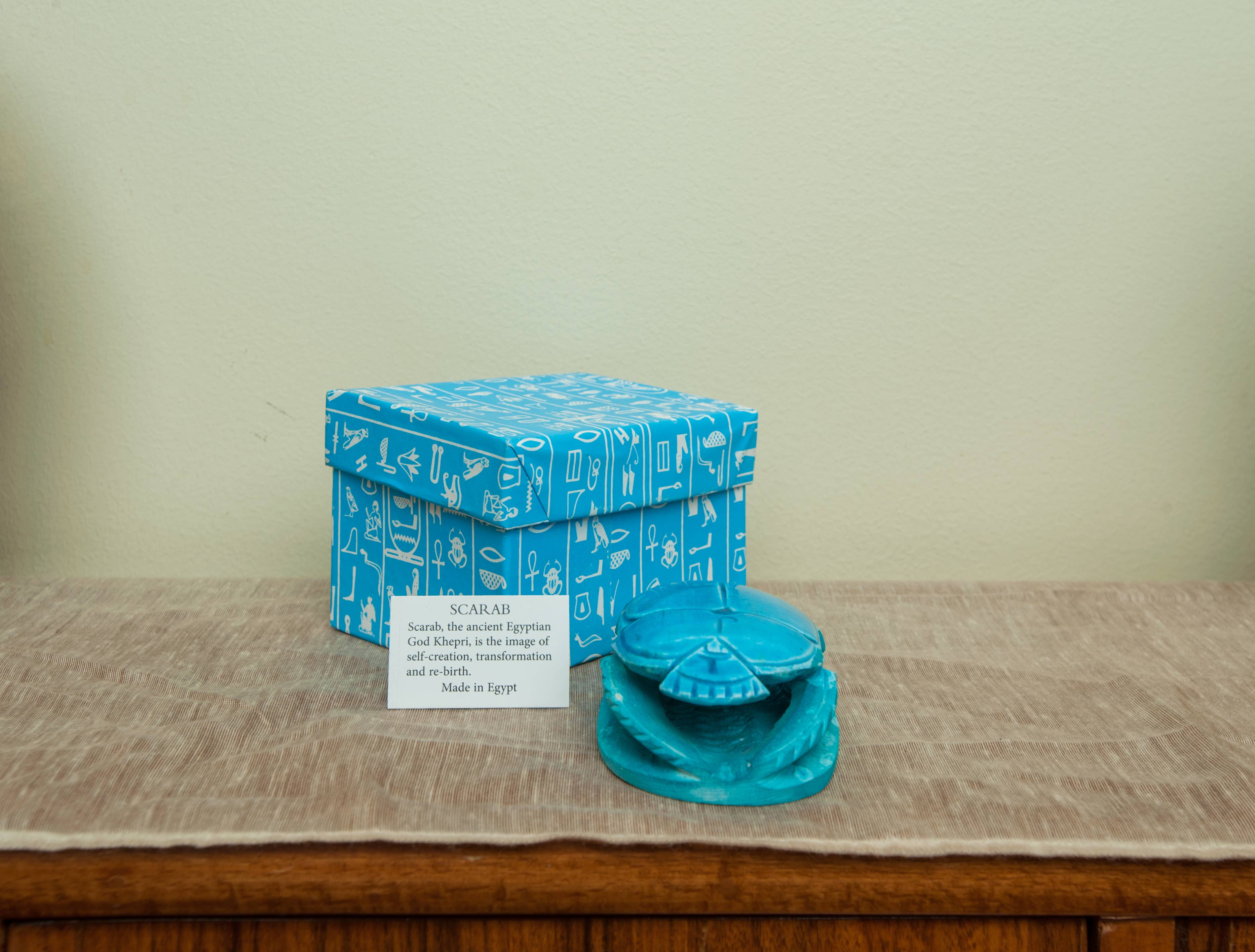 Discoveries, Inc. - Wholesale Decorative Figurine - Hand-carved Soapstone Egyptian Scarab Collectible Blue- 3.5"8