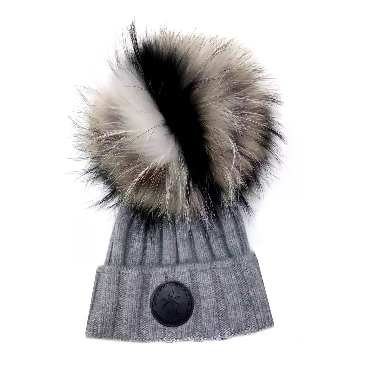 Amour Bows - Wholesale Beanie - Women's - Game Face - Grey Hat Natural Fur0