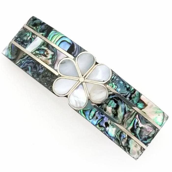 Costello International - Wholesale Barrette - Women's - Blue Pacific Abalone & Mother-of-Pearl Hair Clip Barrettes2