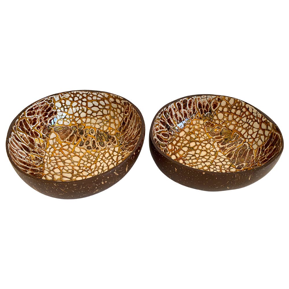 VIE - Wholesale Decorative Plate/Dish/Bowl - Hand-Painted Coconut Bowls, Lacquered, Set of 221