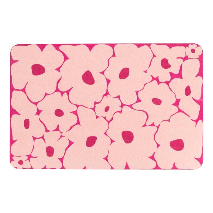 Artsy Mats - Wholesale Bath Mat - Pink Flowers Pink Stone Bath Mat