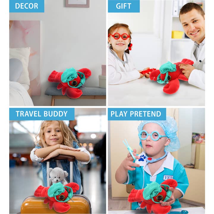 Cota Global - Wholesale Stuffed/Plush Toy - Kids & Baby - Plush Doctor - Big Eye 6" Plush - Lobster