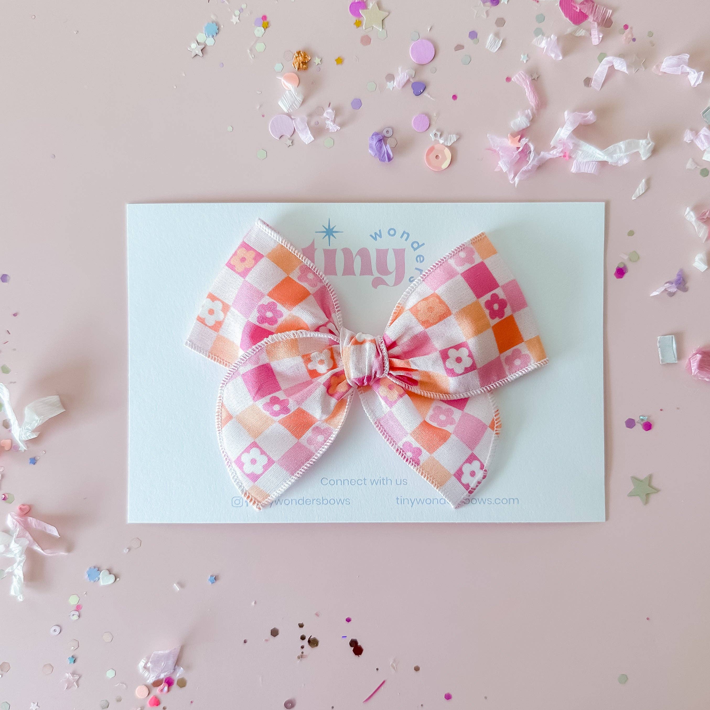 Tiny Wonders Bows - Wholesale Hair Bow - Kids - Floral Checkered2