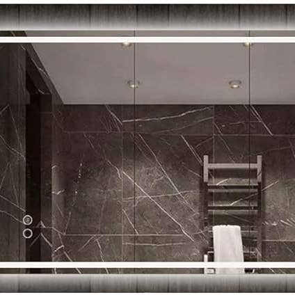 Double LED Rectangle Light Mirror Touch Fog Pad 70x50 cm for wholesale by DEENZ