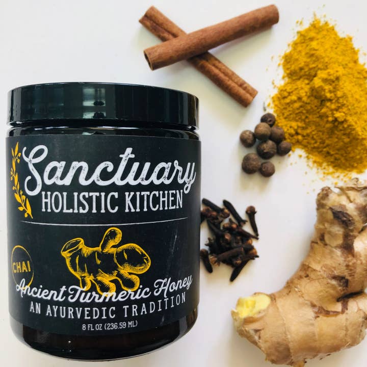 8 oz - Ancient Turmeric Honey for wholesale by Sanctuary Holistic Kitchen