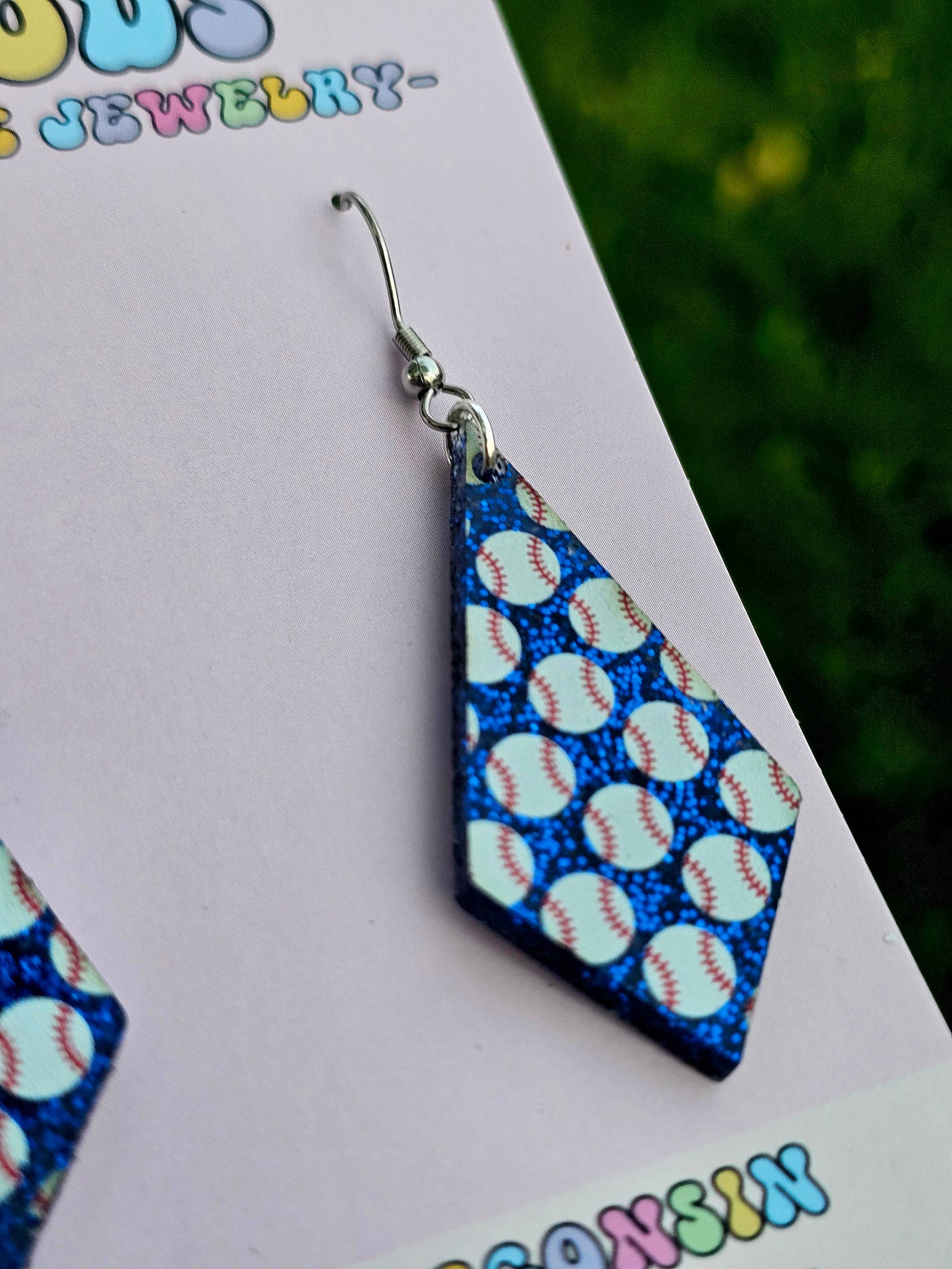 Jedi Woods LLC - Venta al por mayor Pendientes colgantes - Aretes de diamantes de béisbol con purpurina azul3