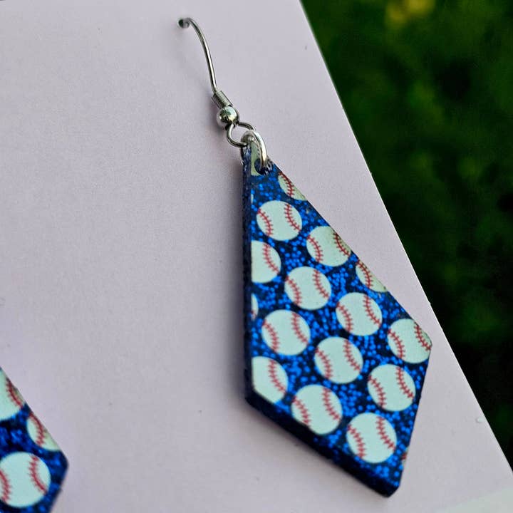 Jedi Woods LLC - Venta al por mayor Pendientes colgantes - Aretes de diamantes de béisbol con purpurina azul3