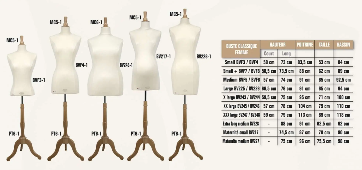 SUDMANNEQUIN – Großhandel Schaufensterpuppen – SUDMANNEQUIN Vendôme Nähbüste Lang Klein+1