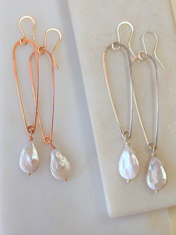 Brincos de Pérola em Forma de Lágrima. 3 Opções de Metal. por atacado de Linda Trent Jewelry