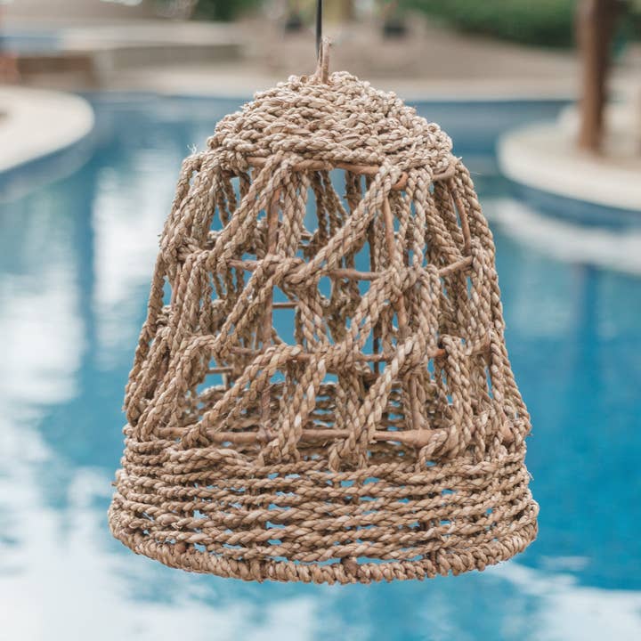 Lampskärm av sjögräs 30 cm, klockformad lampa PADANG för wholesale av Soeji