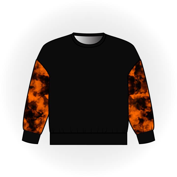 Haut Dolman à manches longues colorblock teint en orange et noir. pour la vente par Quirky Kid Handmade