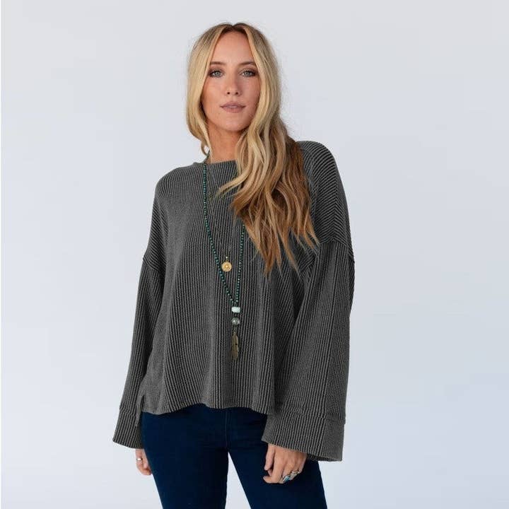 Relaxed Ribbed Long Sleeve T-Shirt for wholesale by OceanusSwim