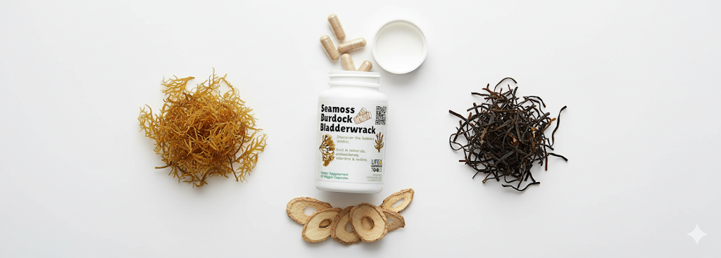 Life Gardening Tools – wholesale Oralt tillskott/Vitamin – Havsmossa, Bladderwrack, Burdockrot - 60 Kapslar2