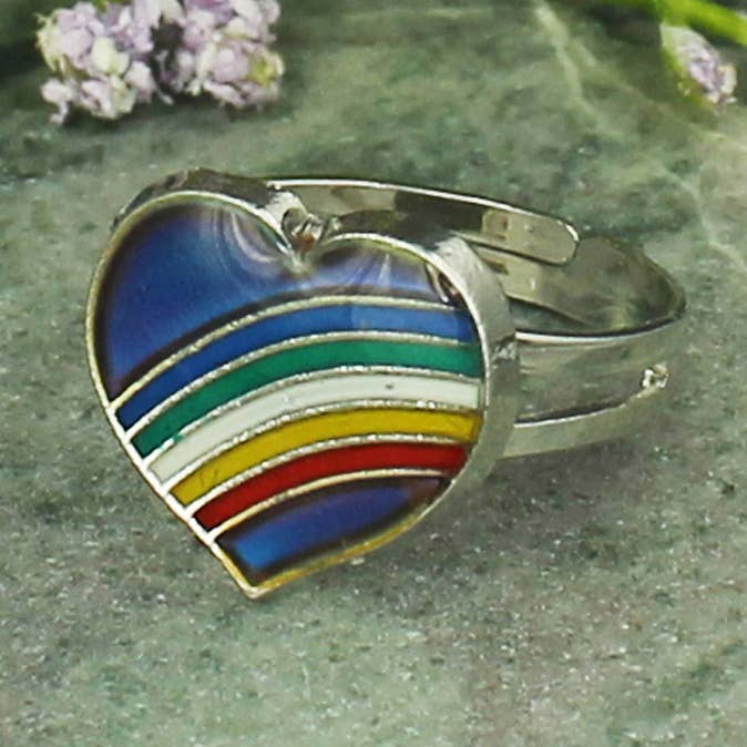 Everyone Loves a Rainbow Heart Mood Ring for wholesale by ZAD