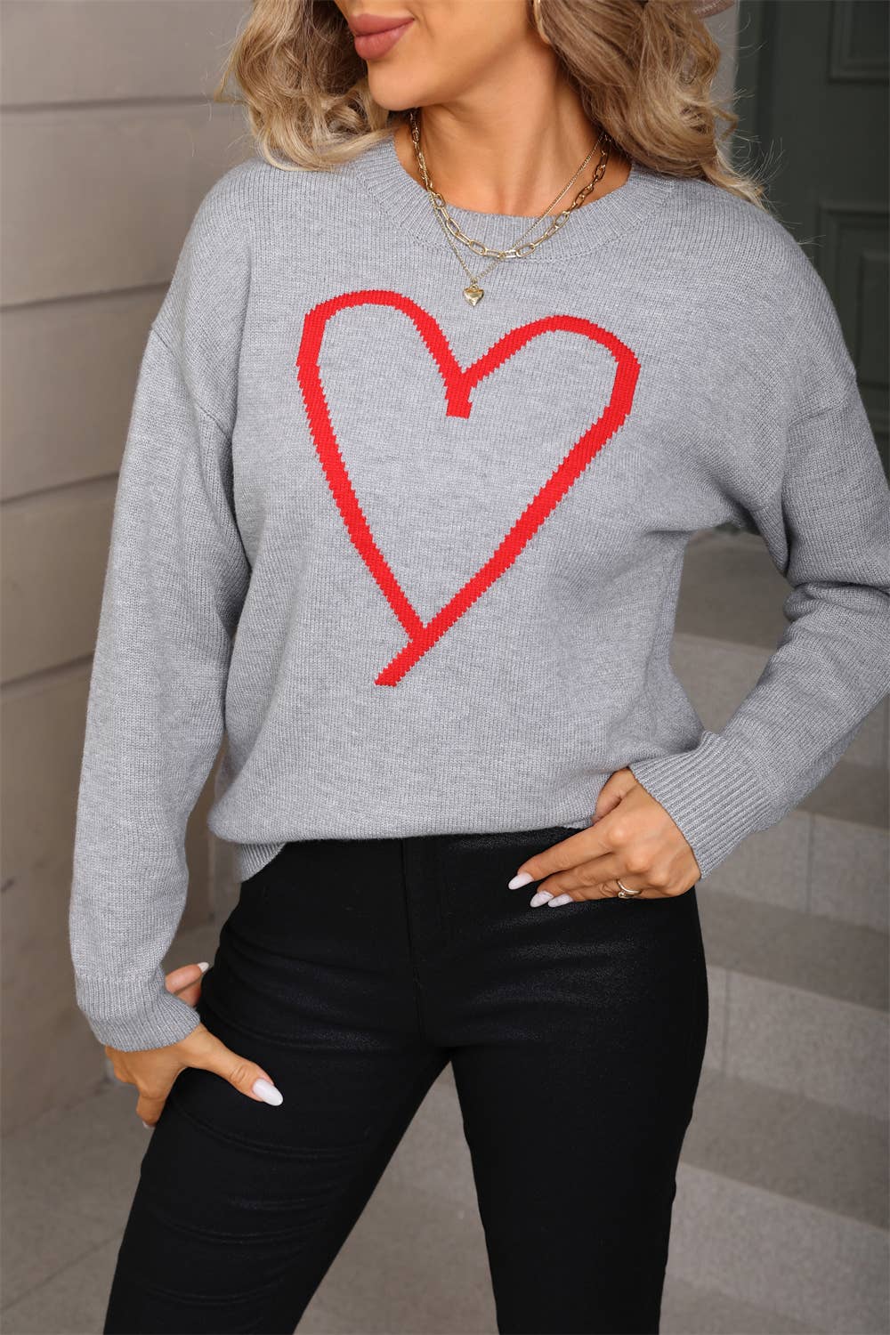 Hope & Sunshine - Wholesale Knit Sweater - Women's - Valentine's Heart Pullover Sweater78