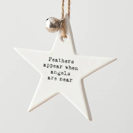 Porcelain Embossed Star Hanger, Feathers Appear for wholesale by Gainsborough Giftware x Portland Living