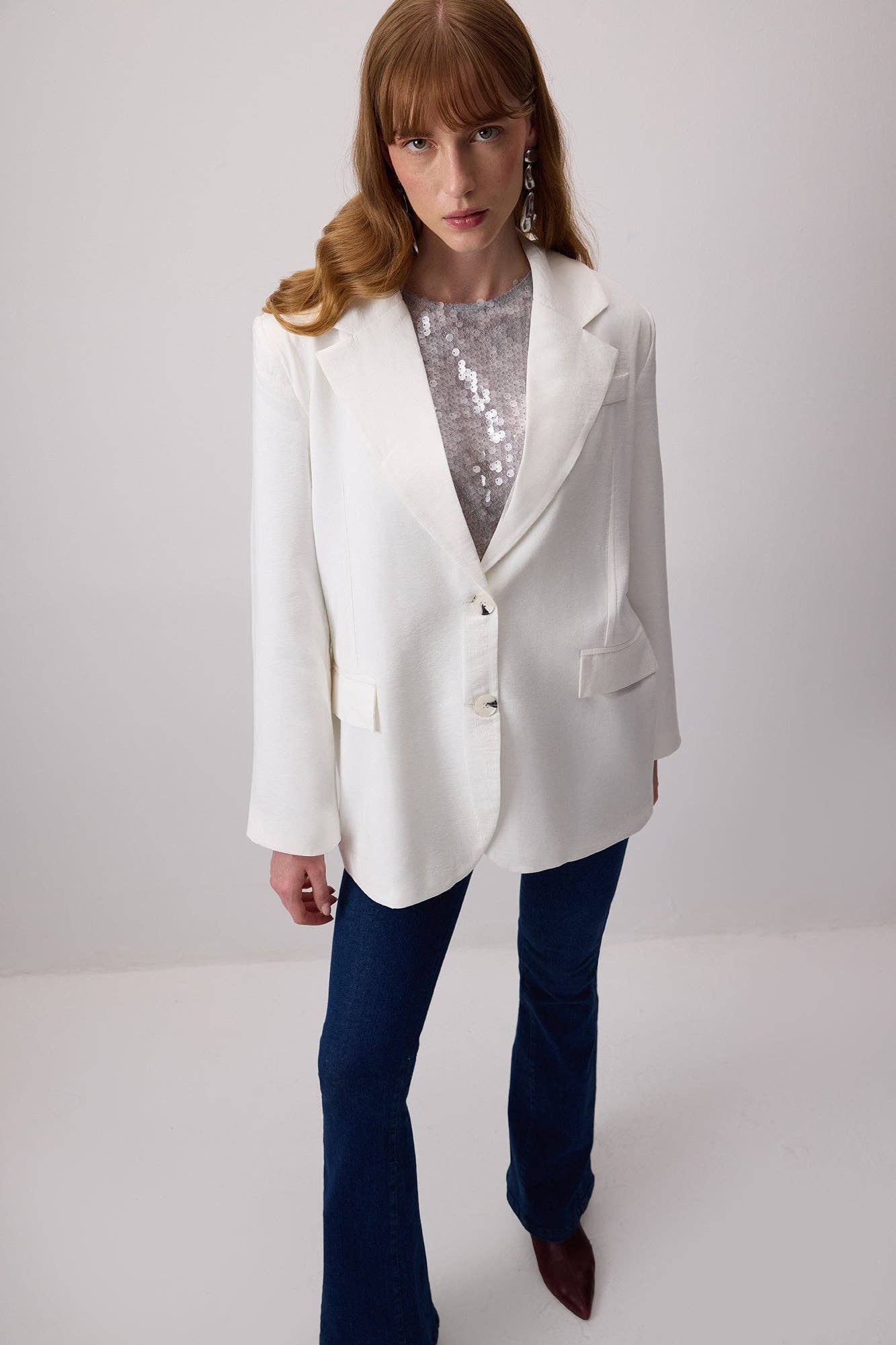 Ecru DOUBLE-SLIT MODAL JACKET for wholesale on Faire1