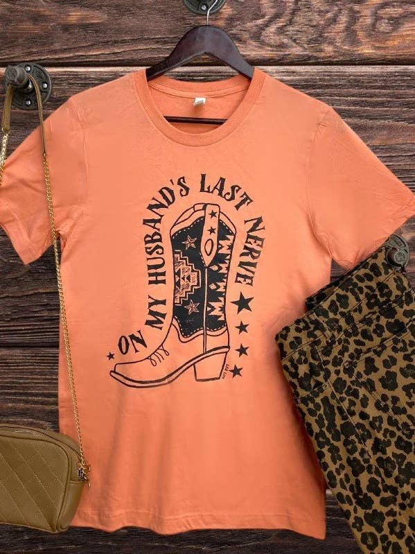 Camiseta com Desenho BC ON MY HUSBANDS LAST NERVO por atacado de L&B Life