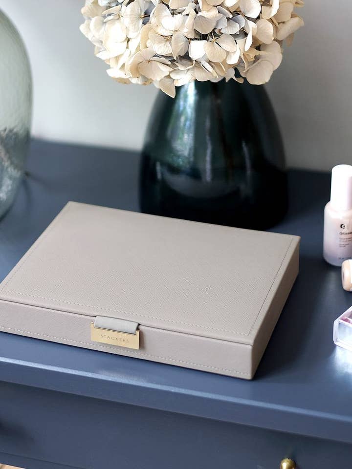 Taupe Classic Jewellery Box Lid for wholesale by Stackers