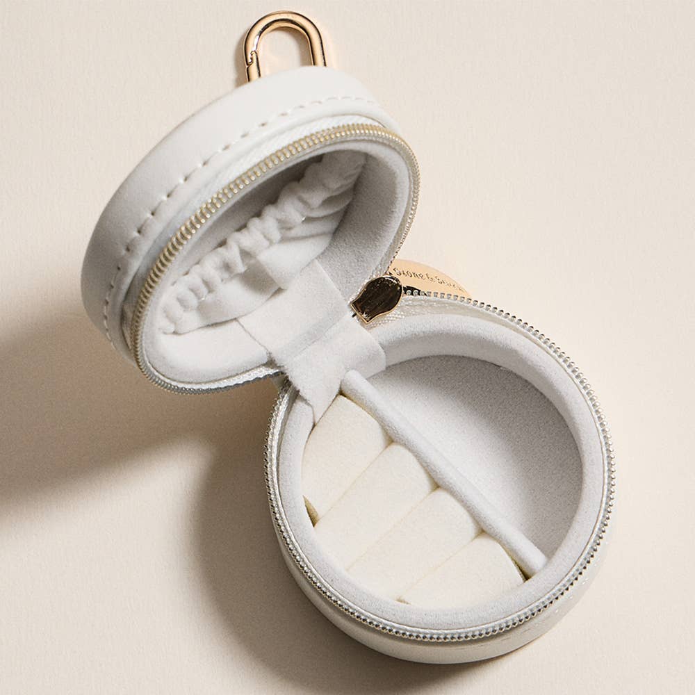 Sensibling Corp. - Wholesale Jewelry Box/Organizer - Floral Pattern Printed Round Shaped Travel Jewelry Case Keychain / Bag Charm5